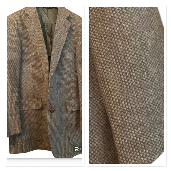 Austin Reed London Brown Men Sz 42 Wool Sport Coat Blazer Elbow Patches - Picture 1 of 10